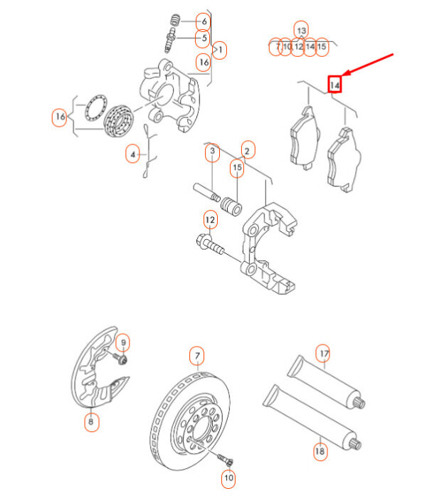8E0698151K - AUDI A4 B7 Front Wheel Brake Pad Set 8E0698151K ORIGINAL