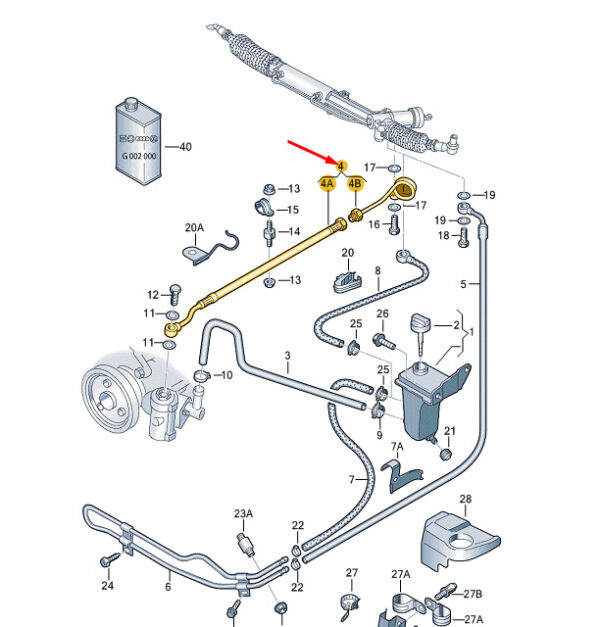 8E1422893DK - AUDI A4 B7 Power Steering Expansion Hose LHD 8E1422893DK ORIGINAL