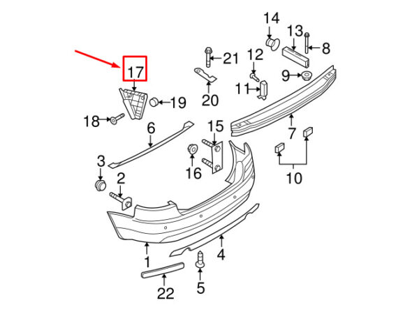 8E5807454B - AUDI A4 B7 Rear Right Bumper Guide 8E5807454B ORIGINAL