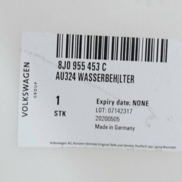 8J0955453C - NEW AUDI TT 8J WINDSHIELD WASHER RESERVOIR TANK 8J0955453C