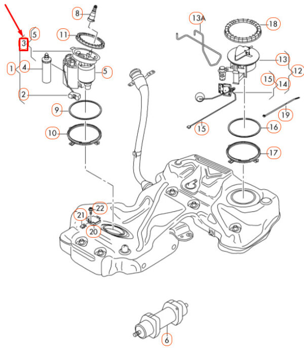 8K0201511TA - NEW AUDI A4 B8 FLANGE WITH FUEL FILTER 8K0201511TA ORIGINAL