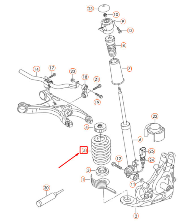8K0511115DG - AUDI A4 B8 Rear Axle Coil Spring 8K0511115DG ORIGINAL