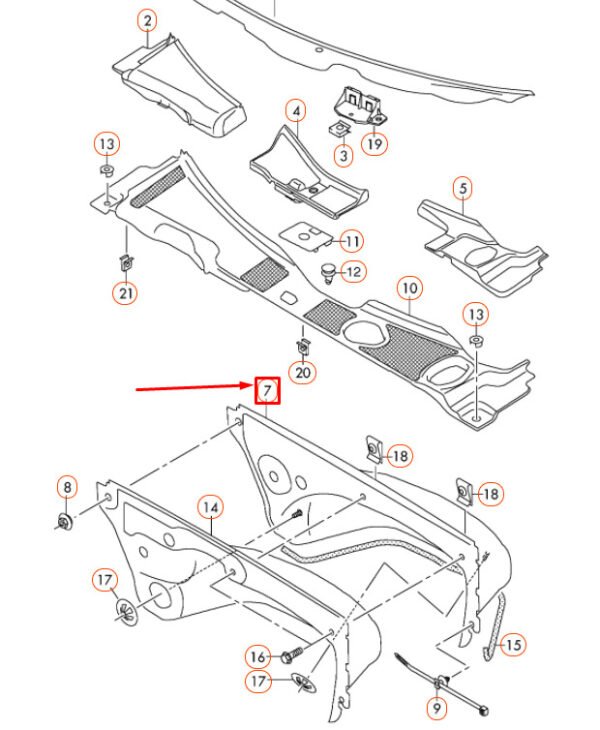 8K0819523G - NEW AUDI A4 B8 FRONT PANEL COWL WATER BOX DEFLECTOR 8K0819523G ORIGINAL