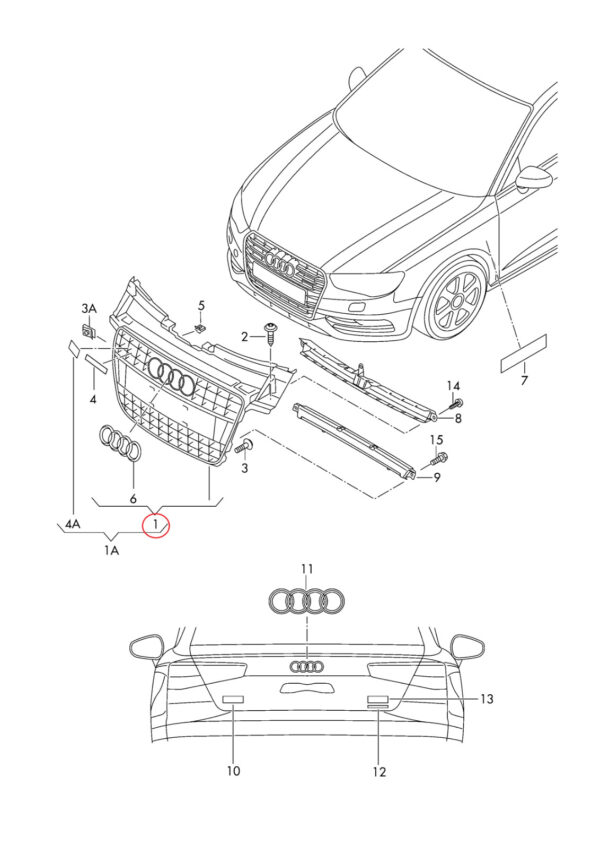8K0853651ADT94 - NEW AUDI A4 S-LINE GRILLE ASSEMBLY BLACK WITH CHROME TRIM 8K0853651ADT94
