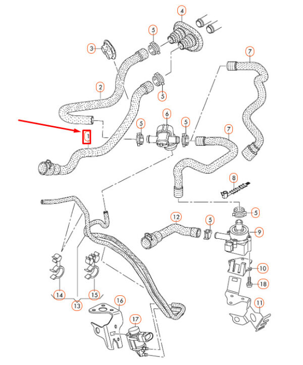 8K1819371AB - NEW AUDI A4 B8 HEATER CORE COOLANT HOSE 8K1819371AB