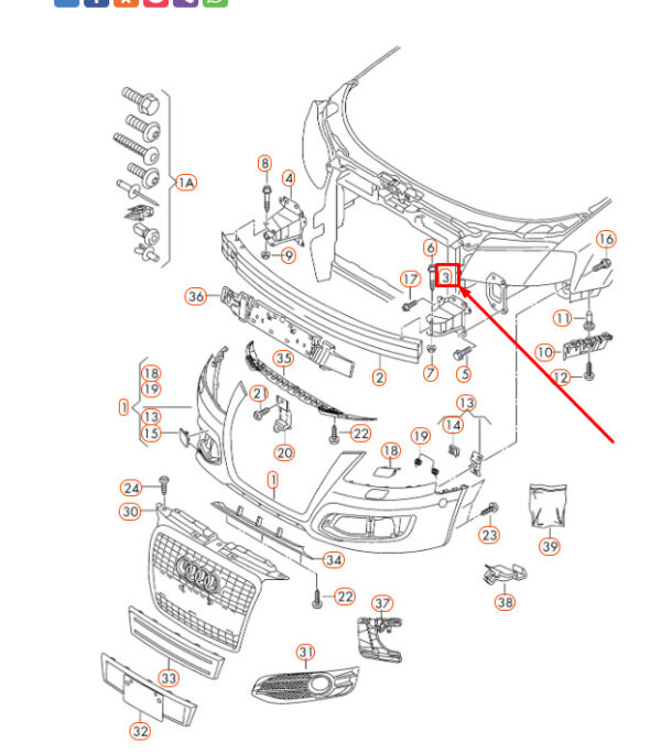 8P0807133C - AUDI A3 8P Front Bumper Left Impact Shock Absorber 8P0807133C ORIGINAL