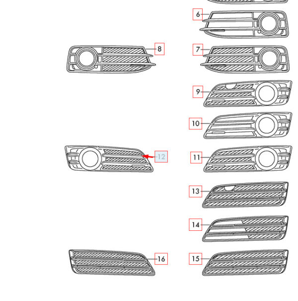 8P0807682E9B9 - NEW AUDI A3 8PA FRONT RIGHT LOWER LIGHT FOG GRILLE 8P0807682E9B 9B9 2013