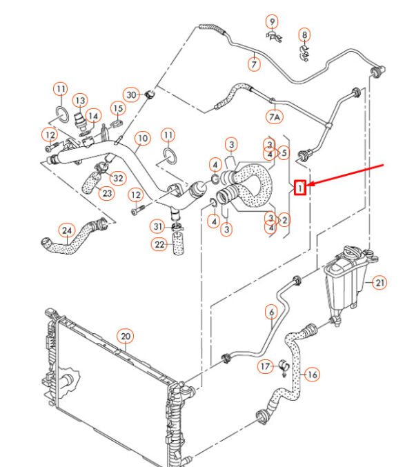 8R0121101C - NEW AUDI Q5 8R RADIATOR COOLANT UPPER HOSE 8R0121101C