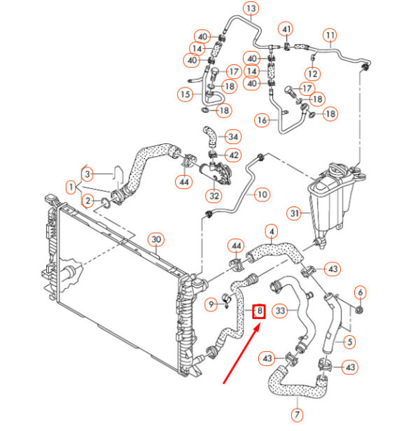 8R0121109J - AUDI Q5 8R Radiator Lower Coolant Hose 8R0121109J ORIGINAL