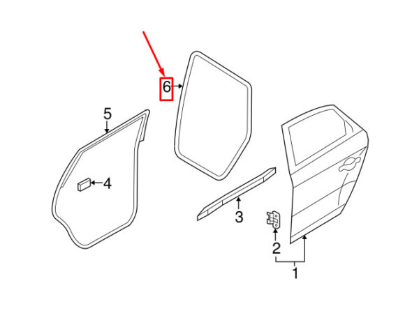 8R0833721G - AUDI Q5 8R Rear Door Sealing Rubber 8R0833721G ORIGINAL
