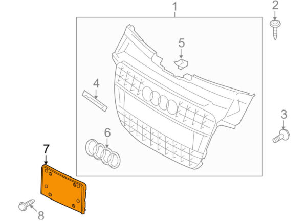 8T0807285CT94 - NEW AUDI A5 8T FRONT BUMPER LICENSE BRACKET MOUNT 8T0807285CT94 2015