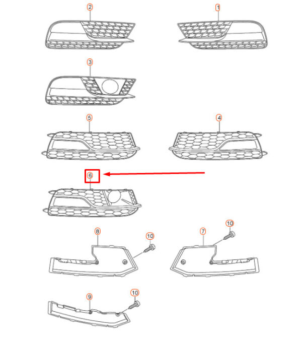 8T0807682N01C - NEW AUDI A5 8T FRONT BUMPER RIGHT AIR GUIDE GRILLE 8T0807682N01C