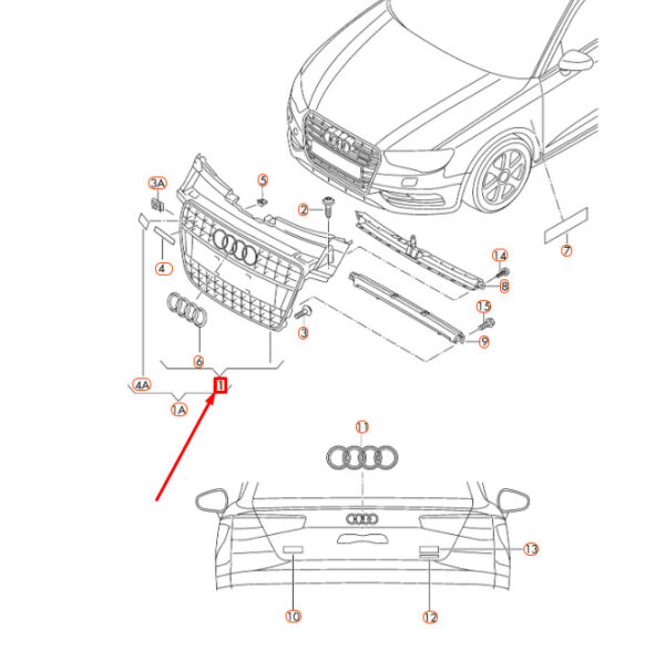 8T0853651LT94 - NEW AUDI A5 8T FRONT RADIATOR GRILLE 8T0853651LT94