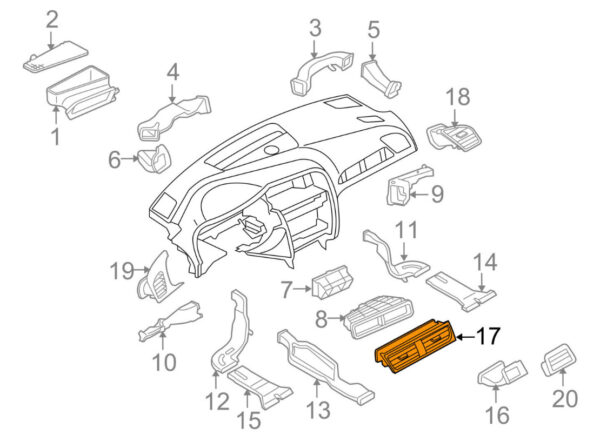 8T1820951EWVF - Audi A5 8T Dashboard Center Air Vent Duct LHD 8T1820951EWVF ORIGINAL