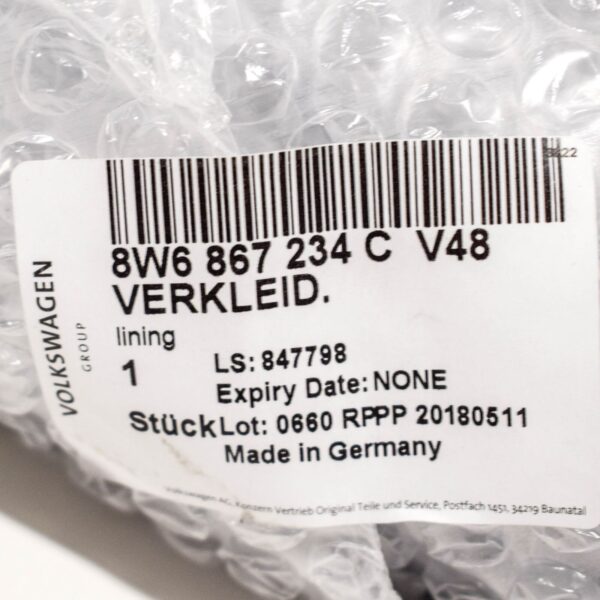 8W6867234CV48 - NEW AUDI A5 S5 8W6 FRONT RIGHT A PILLAR TRIM 8W6867234C V48 ORIGINAL
