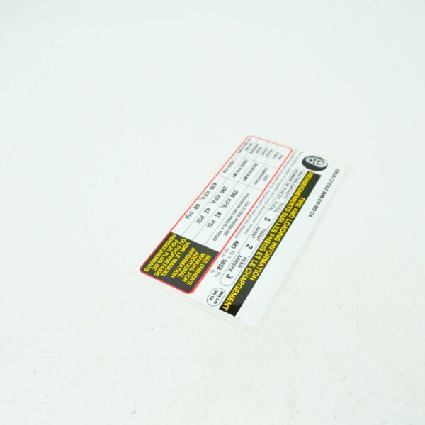 8W8010502CA - NEW AUDI A5 CABRIO 8W6 TYRE PRESSURE DATA PLATE 8W8010502CA ORIGINAL