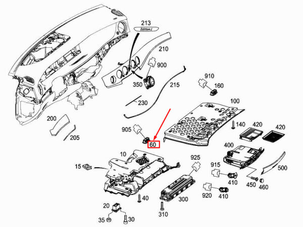 A0009063205 - MERCEDES-BENZ S W222 Left Legroom Interior Lamp A0009063205 ORIGINAL