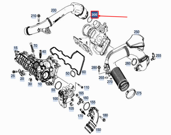 A0009974907 - MERCEDES-BENZ A W177 Engine Charged Air Line O-Ring A0009974907 ORIGINAL