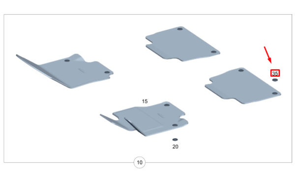 A00099819779051 - MB GLE W167 Floor Mat Rear Right Top Snap Fastener A00099819779051 ORIGINAL