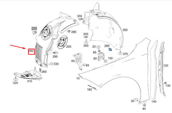 A1186908100 - MB CLA C118 Front Left Wheel Housing Liner Front Part A1186908100 NEW GENUNE