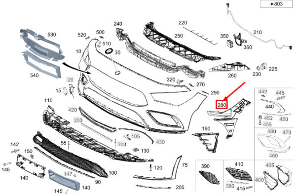 A1188855903 - MERCEDES-BENZ CLA C118 Front Left Bumper Carrier A1188855903 ORIGINAL