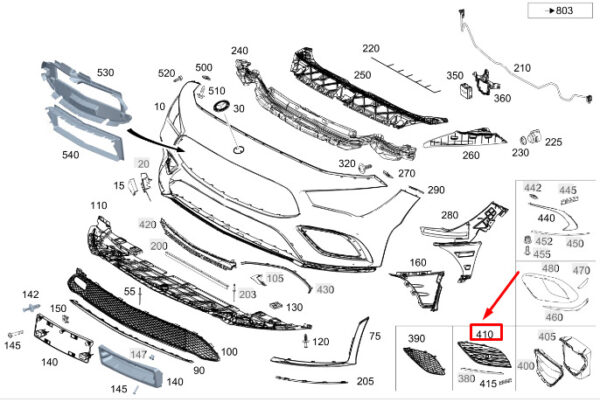 A1188856703 - MERCEDES-BENZ CLA C118 Front Right Lower Bumper Cover A1188856703 ORIGINAL