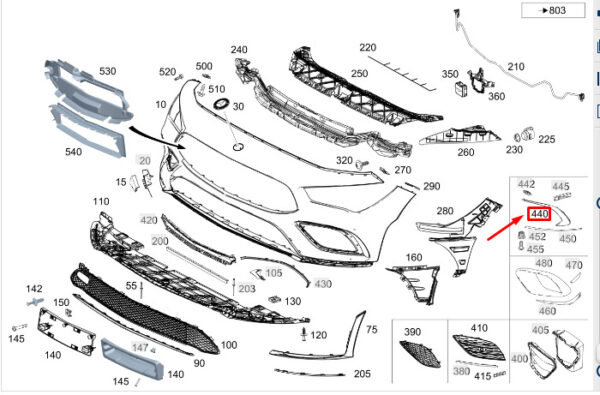 A1188857103 - MERCEDES-BENZ CLA C118 Front Left Bumper Side Spoiler A1188857103 ORIGINAL