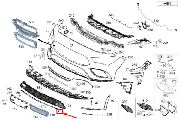 A1188859403 - MERCEDES-BENZ CLA C118 Front Lower Center Bumper Trim A1188859403 ORIGINAL