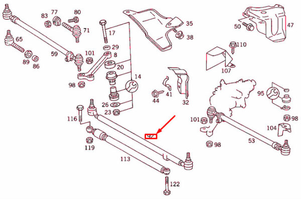 A1244600805 - NEW MERCEDES-BENZ E W124 STEERING LINKAGE DRAG LINK LHD A1244600805 ORIGINAL