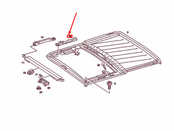A1267820331 - NEW MERCEDES-BENZ 190 W201 SLIDING ROOF FRAME LEFT GUIDE A1267820331 ORIGINAL