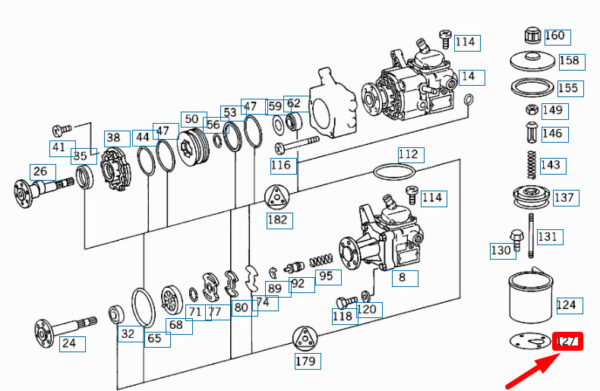 A1294660180 - NEW MERCEDES-BENZ SL R129 POWER STEERING RESERVOIR GASKET A1294660180 ORIGINAL