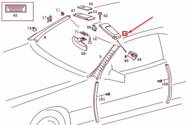 A12981011105070 - NEW MERCEDES-BENZ SL R129 LEFT SUN VISOR A12981011105070 ORIGINAL