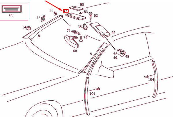 A12981012101A50 - NEW MERCEDES-BENZ E W124 RIGHT SUN VISOR A12981012101A50 ORIGINAL