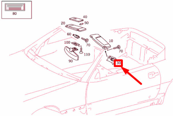 A12981105611A26 - NEW MERCEDES-BENZ SL R129 LEFT SUN VISOR MOUNT CAP A12981105611A26 ORIGINAL