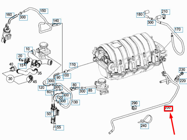 A1560100470 - NEW MERCEDES-BENZ C W204 INTAKE PURGE LINE A1560100470 ORIGINAL