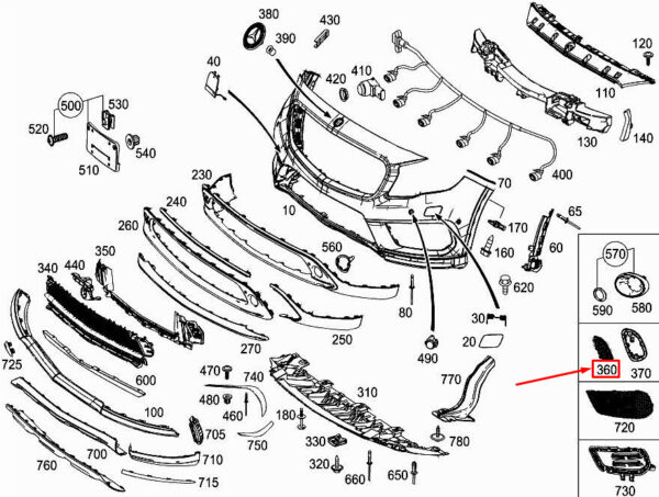 A1568854622 - MERCEDES-BENZ GLA X156 Front Right Bumper Area Cover A1568854622 ORIGINAL