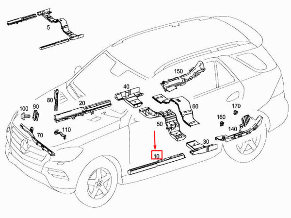 A1665460900 - MERCEDES-BENZ ML W166 Front Left Cable Duct A1665460900 ORIGINAL