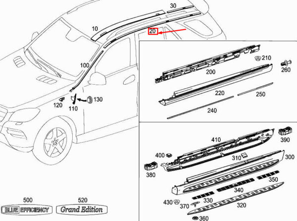 A1666901480 - MERCEDES-BENZ ML W166 Right Roof Trim Strip A1666901480 ORIGINAL