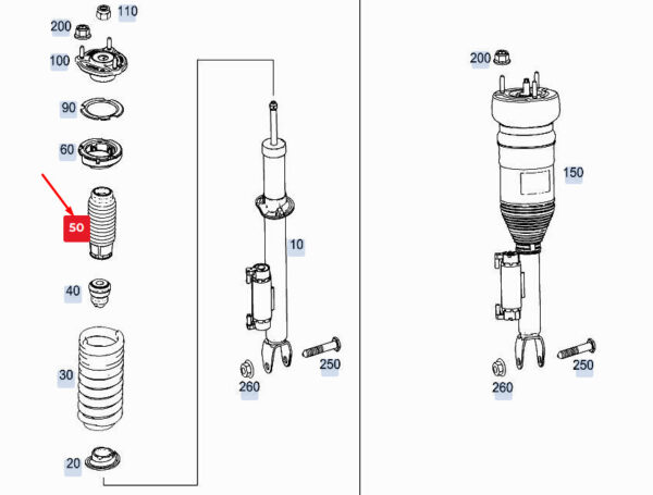 A1673230098 - MERCEDES-BENZ GLE W167 Front Shock Absorber Protect Tube A1673230098 ORIGINAL
