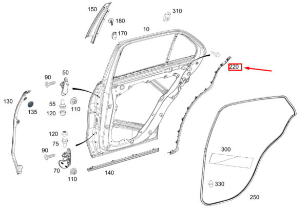 A1676980502 - MERCEDES-BENZ GLE W167 Rear Left Door Cover Strip A1676980502 ORIGINAL