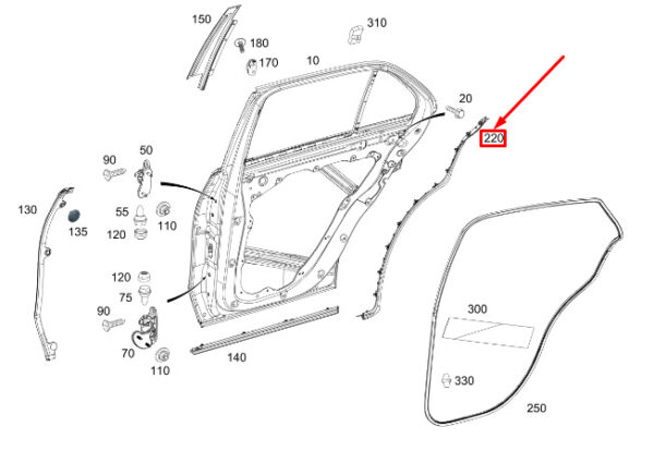 A1676980902 - MERCEDES-BENZ GLS X167 Rear Left Door Cover Strip A1676980902 ORIGINAL