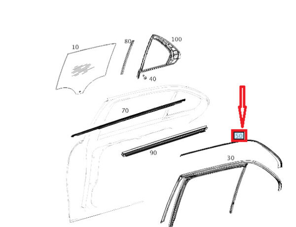 A1677352601 - MERCEDES-BENZ GLE W167 Rear Right Door Guide Rail Trim A1677352601 ORIGINAL