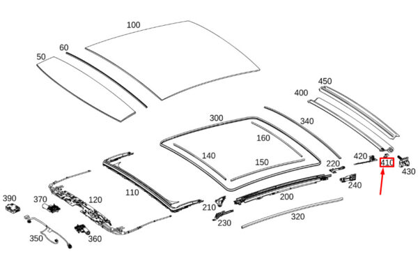 A1677807900 - MERCEDES-BENZ GLE W167 Roller Roof Blind Guide Rail A1677807900 ORIGINAL