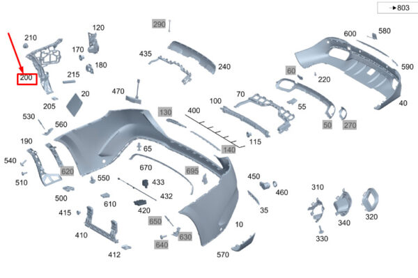 A1678802107 - MERCEDES-BENZ GLS X167 Rear Left Bumper Side Bracket A1678802107 ORIGINAL