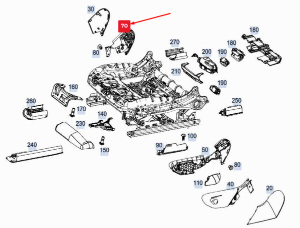 A1679100701 - MERCEDES-BENZ GLE W167 Inner Left Seat Reinforcement A1679100701 ORIGINAL