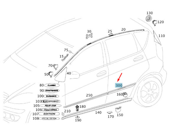 A16969014629761 - MERCEDES-BENZ A W169 Rear Right Door Molding Strip A16969014629761 ORIGINAL