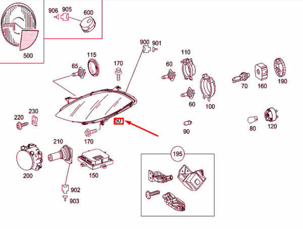 A1698200561 - MERCEDES-BENZ A W169 Front Left Headlight RHD A1698200561 ORIGINAL