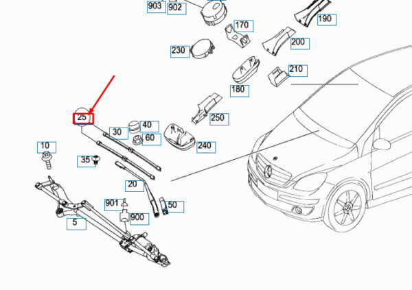 A1698201445 - MERCEDES-BENZ B W245 Front Wiper Blade Set LHD A1698201445 ORIGINAL