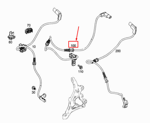A1725401505 - MERCEDES-BENZ SLK R172 Front RH Brake Wear Sensor Wiring A1725401505 ORIGINAL