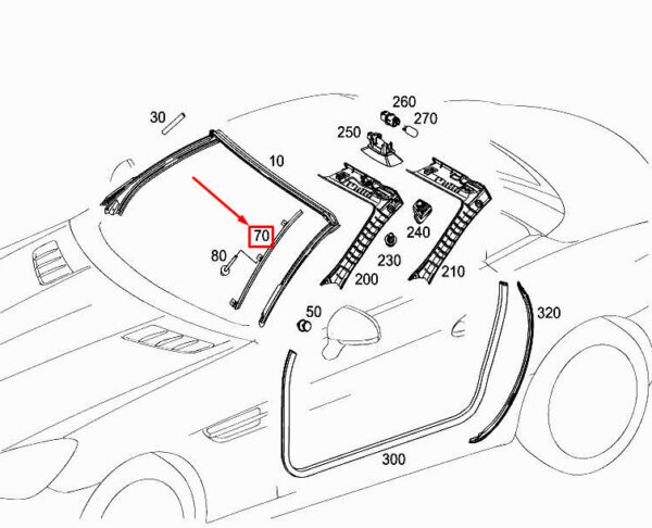 A1726900039 - MERCEDES-BENZ SLK R172 Left Windshield Retaining Rail A1726900039 ORIGINAL